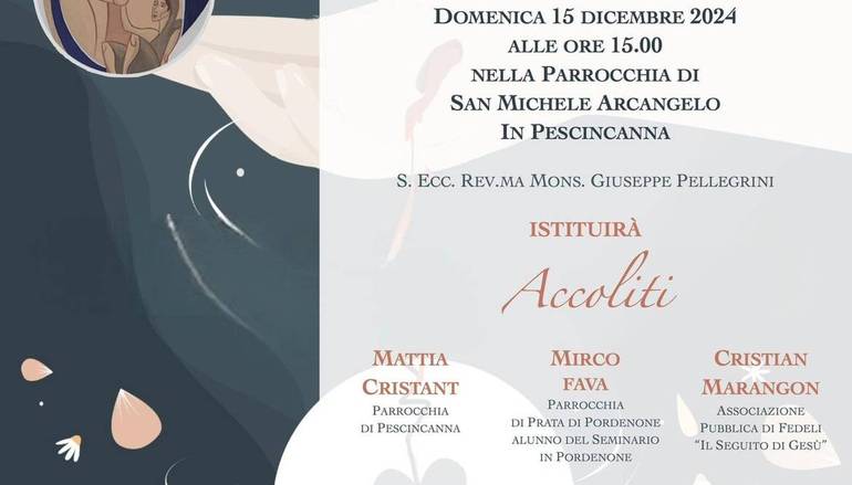 Domenica 15 dicembre: tre nuovi accoliti