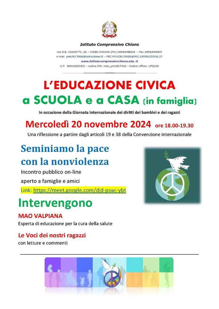 Parole per la pace: il progetto di educazione civica all’IC di Chions